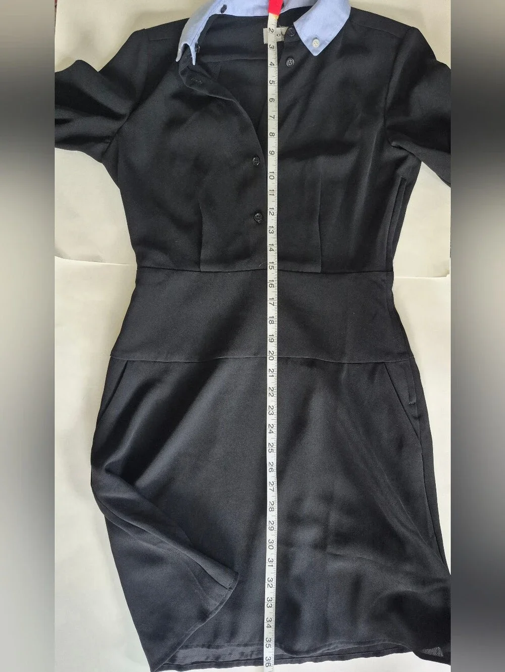 COACH Shirt Dress Black With Blue Detachable Collar Size 2